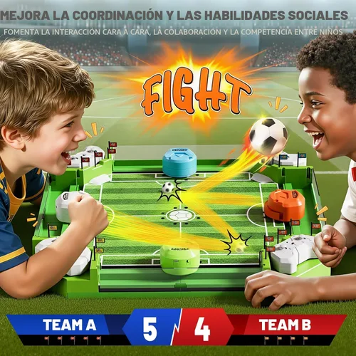 Vista 3 de Juego de mesa de futbolín con control remoto, mini juegos de mesa de fútbol con 3 bolas y 4 mandos remotos, juguete de mesa de fútbol para niños