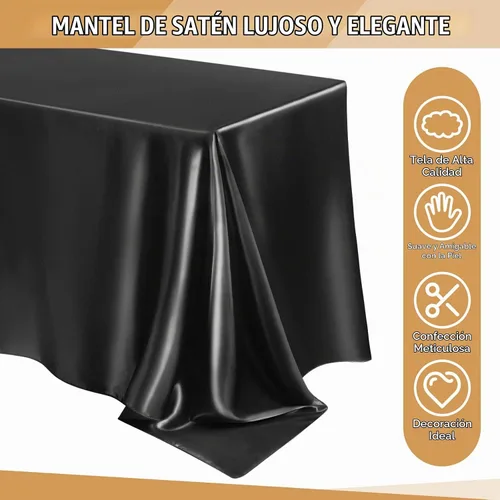 Vista 4 de Lounsweer - 8 manteles de satén para mesa, 102 x 58 pulgadas, mantel rectangular de seda suave para mesa, ideal para fiestas rectangulares, cenas