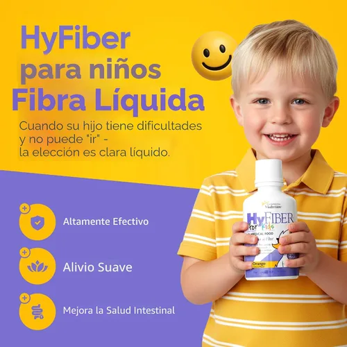 Vista 2 de Medtrition HyFiber Fibra Líquida para Niños en Solo Una Cucharada, Apoya la Regularidad y Heces Más Suaves, Prebióticos FOS para la Salud