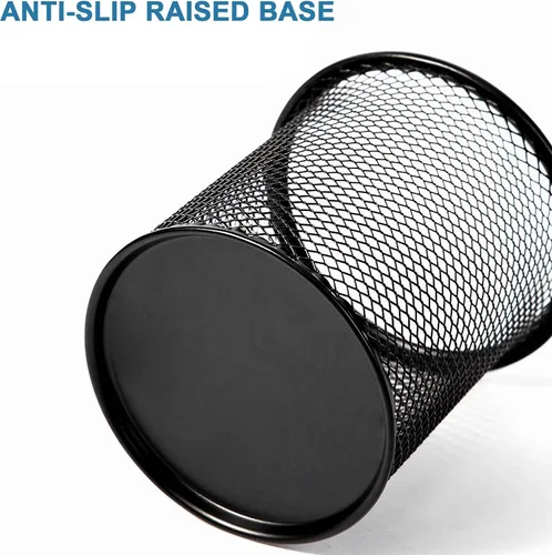 Vista 4 de SAYEEC Soporte para bolígrafo para escritorio, de malla de alambre, portavasos, soporte de metal para brochas de maquillaje, organizador