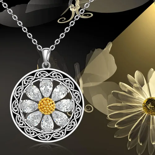 Vista 5 de Talonior Daisy Necklace Axolotl Moth Cat Raccoon Cardinal Necklaces Snowflake Four Leaf Clover Necklace Christmas Santa Claus Pendant for Women