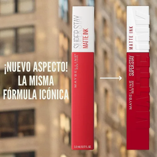 Vista 3 de Maybelline Super Stay Matte Ink - Lápiz labial líquido de tinta mate, color de alto impacto de larga duración, hasta 16 horas de uso, Inspirer, rosa
