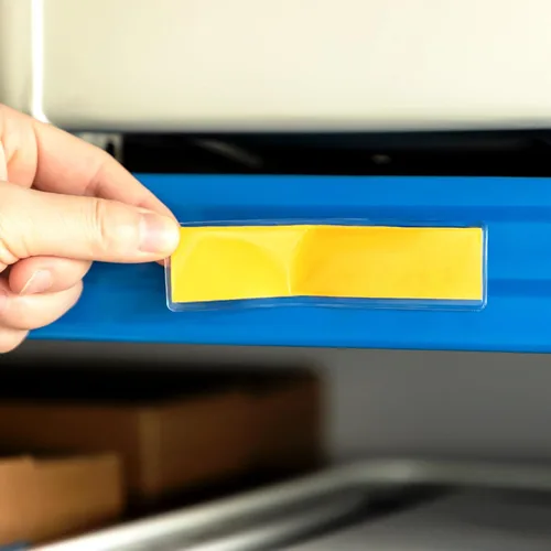 Vista 5 de Antner Paquete de 36 soportes autoadhesivos de 1.2 x 4.3 pulgadas, bolsillos para tarjetas de índice para tarjetas de 1 x 4 pulgadas, soporte