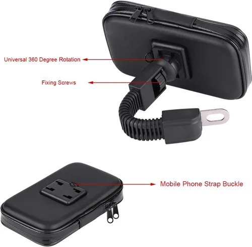 Vista 2 de Ymiko Soporte para teléfono de motocicleta Soporte de montaje de motocicleta Bolsa de teléfono Teléfono celular Espejo retrovisor Soporte táctil