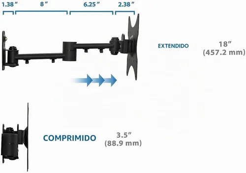 Vista 3 de Mount-It! Soporte de pared para televisor LCD con movimiento e inclinación completos Negro