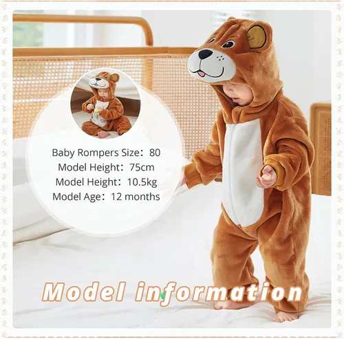 Vista 5 de MICHLEY Disfraz unisex de animal para bebé overol con capucha para invierno otoño Halloween cosplay Pato