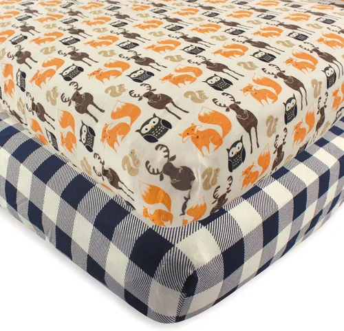 Vista 36 de Hudson Baby Sábana bajera ajustable unisex de algodón para cuna, avión, talla única