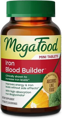 Vista 10 de Suplemento de hierro MegaFood Blood Builder para mujeres y hombres - Aumenta los niveles de hierro sin efectos secundarios - Combate la fatiga