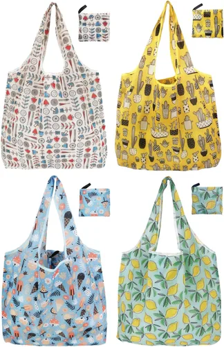 Vista 15 de Bolsas de compras reutilizables para comestibles, paquete de 4 de 50 libras bolsas plegables grandes y lavables para mercado, compactas para un