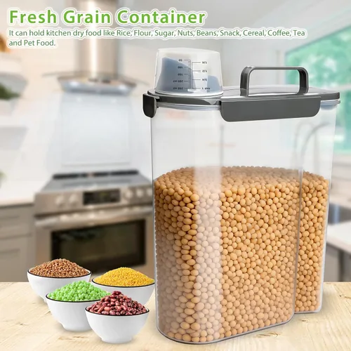 Vista 4 de Viretec Recipiente de almacenamiento de arroz, dispensador hermético de alimentos secos de 15 a 20 libras, recipiente de comida para mascotas