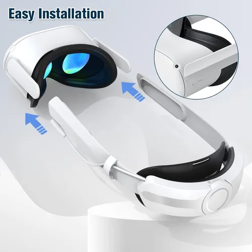 Vista 6 de NEWENMO - Correa de élite integrada de 6000 mAh con batería para Oculus Quest 2, correa de cabeza mejorada con paquete de batería Quest 2, comodidad