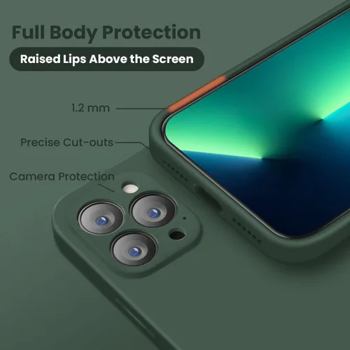 Vista 4 de Cordking Funda diseñada para iPhone 13 Pro Max, cubierta completa de silicona [protección mejorada de la cámara] Funda protectora a prueba de golpes