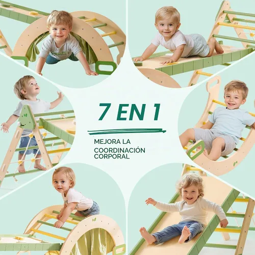 Vista 3 de ROBOTIME Juguetes de escalada 5 en 1 para niños pequeños, juego de escalada Pikler de 3 piezas para niños pequeños, juego de triángulo