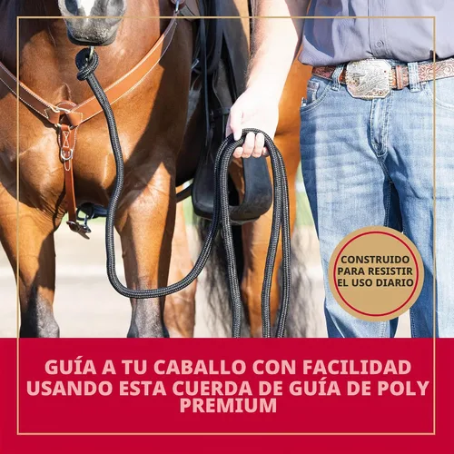 Vista 2 de Cuerda de Guía Weaver Equine Performance, Cuerda de Guía Larga para Caballo con Enganche Rápido para Cabestro, Agarre Suave y Cómodo, Equipo de Negro