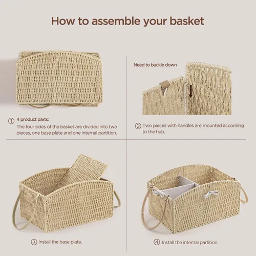 Vista 6 de HBlife Organizador de Caddy de Pañales, Cesta de Almacenamiento Grande Tejida a Mano para Pañales y Artículos Esenciales del Bebé - Diseño Curvo