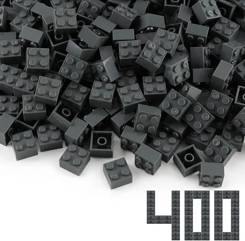 Vista 5 de Ladrillos negros 2x2, 400 piezas, piezas de construcción creativa, juego de bloques de juguete, accesorios básicos compatibles con 3003 principales