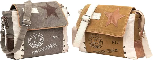 Vista 2 de Shy Shy Leather Star Shoulder Bag, Adjustable Handle, Canvas Crossbody Bag