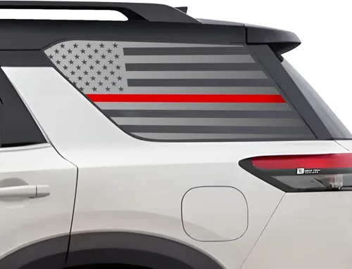 Vista 9 de BOGAR TECH DESIGNS - Calcomanía de vinilo precortada con diseño de bandera americana para ventana, compatible con Nissan Pathfinder 2022-2025, negro