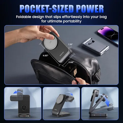 Vista 6 de 25W 3 en 1 cargador inalámbrico para iPhone y Samsung, cargador rápido