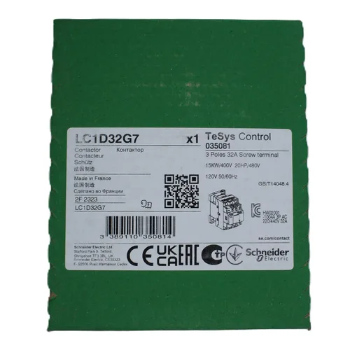 Vista 7 de LC1D32G7 nuevo contactor de CA SCHNEIDER LC1-D32G7 3P 32A 120V AC bobina