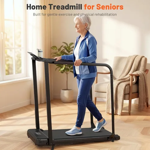 Vista 9 de Walking Pad Treadmill for Seniors with Handrails - Treadmills with Incline for Seniors at Home, Recovery Walking Machine with Remote Control, LED