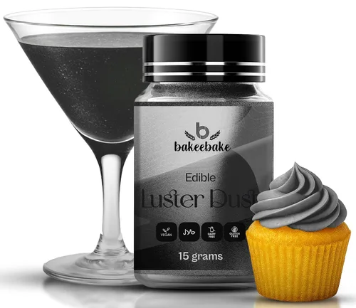 Vista 12 de Bakeebake Luster Dust - Juego de 10 colores comestibles de 0.51 onzas cada botella, purpurina comestible para bebidas y postres, polvo comestible