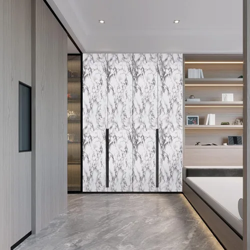 Vista 5 de Caltero Papel tapiz de mármol para despegar y pegar, papel de contacto de mármol brillante de 24 x 197 pulgadas para encimera, gabinetes de cocina