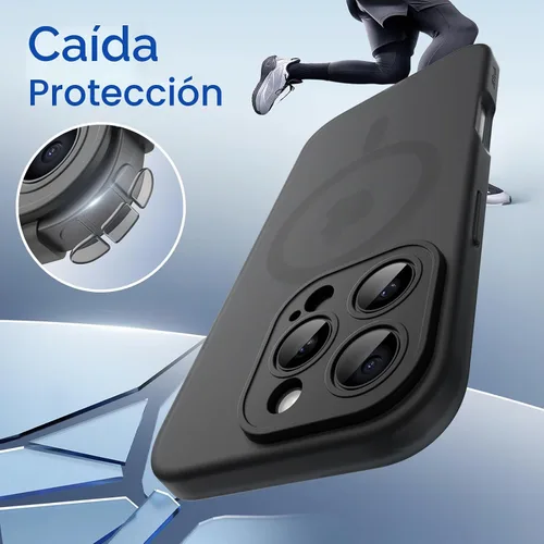 Vista 5 de JETech Funda magnética mate para iPhone 16 Pro, titanio negro