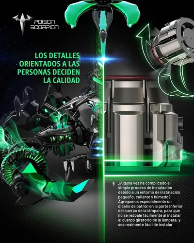 Vista 2 de POISON SCORPION Faros antiniebla H4, foco 6500K 600% con ventilador, paquete de 2
