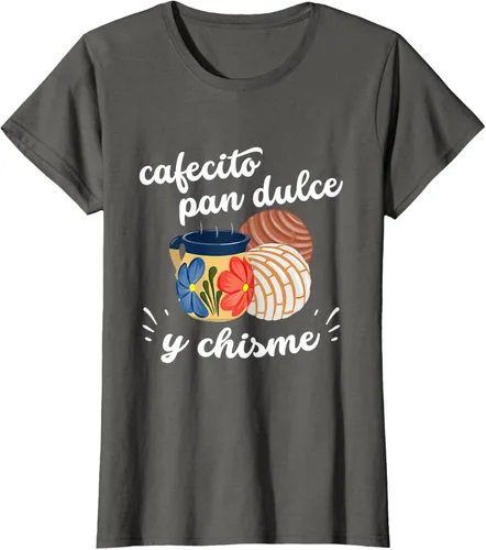 Vista 6 de Camiseta Cafecito Pan Dulce y Chisme Mexican Hispanic Pride Breakfast Negro