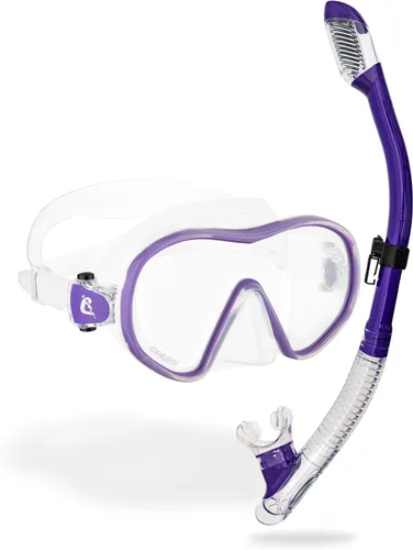 Vista 10 de Cressi Máscara de buceo sin marco de lente única y snorkel seco para esnórquel, buceo, F-Dual y Tao Dry: diseñado en Italia