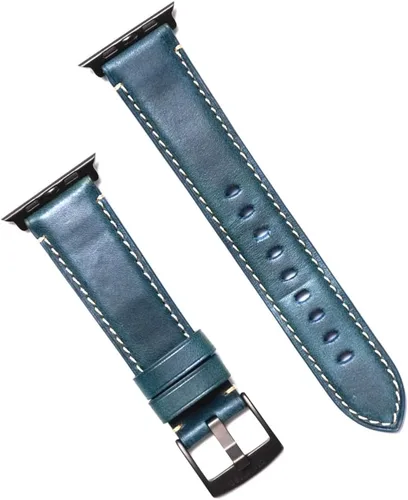 Vista 9 de Bullstrap Correa de reloj de cuero italiano de grano completo para hombre compatible con Apple Watch Series 1-8