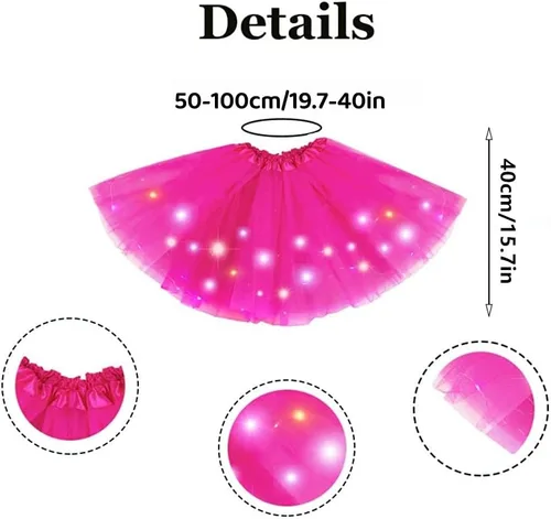 Vista 19 de Faldas de tutú LED para mujer, falda de tul con capas para baile de ballet, faldas iluminadas para disfraz de fiesta