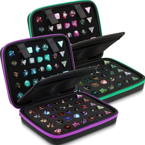 Vista 18 de Aoriher 1 Pcs Dice Case with Removable Slotted Tray for Storage Game Storage Case Dice Holder Holds up to 70/10 Sets (Blue)
