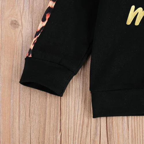 Vista 4 de Ropa de otoño e invierno para bebé niña, sudadera con capucha y pantalones con estampado de leopardo, 2 piezas