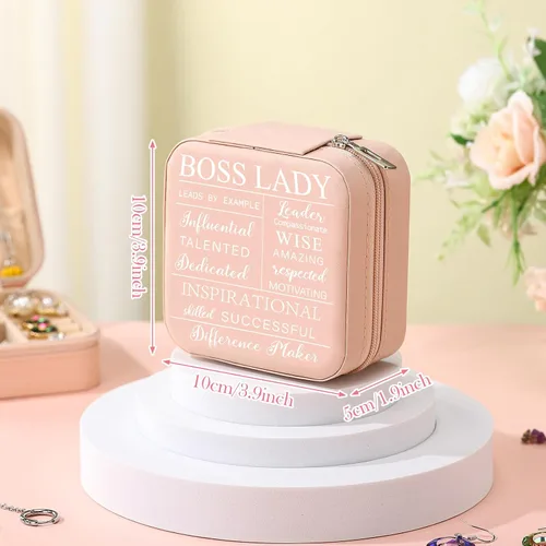 Vista 2 de Regalos para compañeras de trabajo para mujeres, joyero de viaje, citas inspiradoras, dama líder, compañera de trabajo, apreciación de cuero