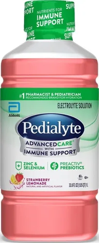 Vista 4 de Pedialyte AdvancedCare Solución de electrolitos, 1 litro, con prebióticos PreActiv, bebida de hidratación, ponche de cereza