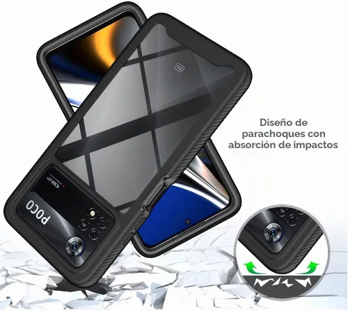 Vista 5 de AKABEILA Ajuste para Xiaomi Poco X4 Pro 5G Case, Compatible para Xiaomi Poco X4 Pro 5G Fundas de teléfono 360° Cuerpo completo Protector a prueba