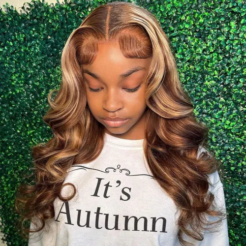 Vista 15 de Pizazz Pelucas de cabello humano rubio miel con encaje frontal, prearrancadas con línea de cabello natural de 13 x 4, sin pegamento, pelucas