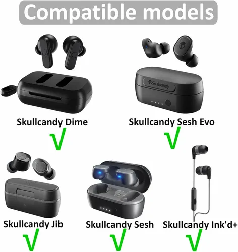 Vista 2 de 12 pares de almohadillas compatibles con auriculares intraurales Skullcandy, accesorios de silicona flexible de repuesto compatibles con Skullcandy