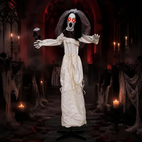 Vista 13 de Tangkula Decoración animada de Halloween de novia fantasma de 6 pies