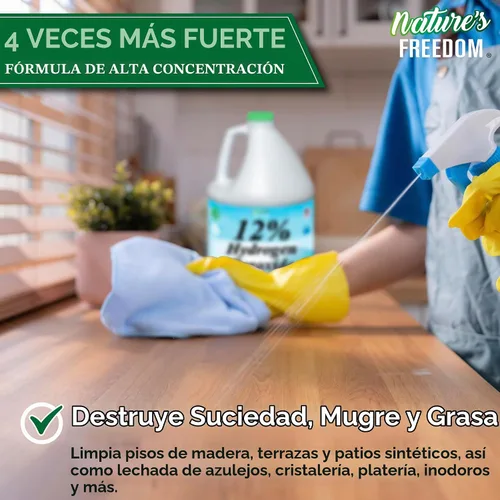 Vista 3 de Nature's Freedom 12% de peróxido de hidrógeno, H2O2 de grado alimenticio y agua purificada solamente, solución de 1 galón