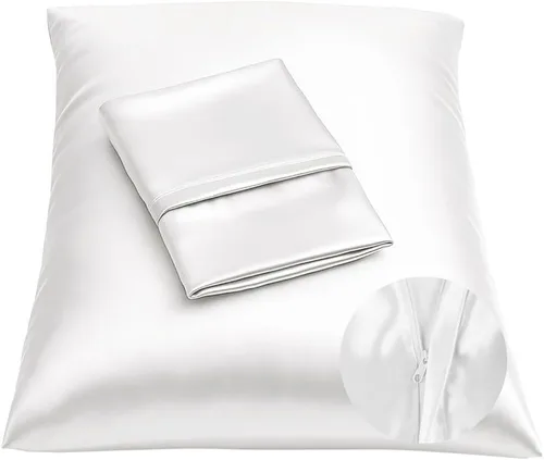 Vista 28 de ShopBedding - Lujosa funda de almohada de satén para el cabello, 2 unidades, satinada, estándar, con cremallera, estampado de cebra marrón