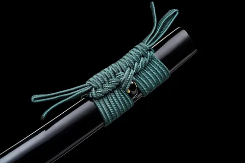 Vista 3 de Espada Katana real hecha a mano, espada samurái de espiga completa con hoja de acero de alto carbono, borde de corte afilado, mango y funda de Azul