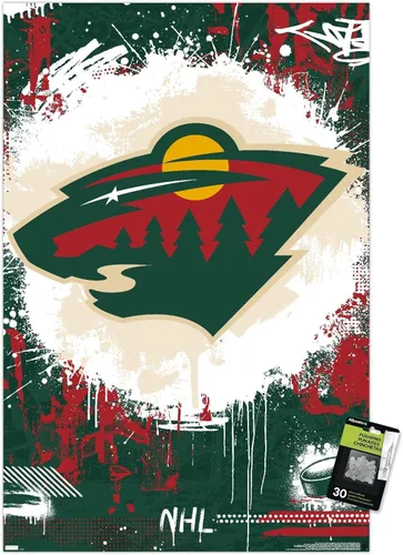 Vista 7 de Trends International NHL Minnesota Wild - Póster de pared con el logotipo Maximalist 23, 14.72 x 22.37 pulgadas, paquete de póster premium y alfiler