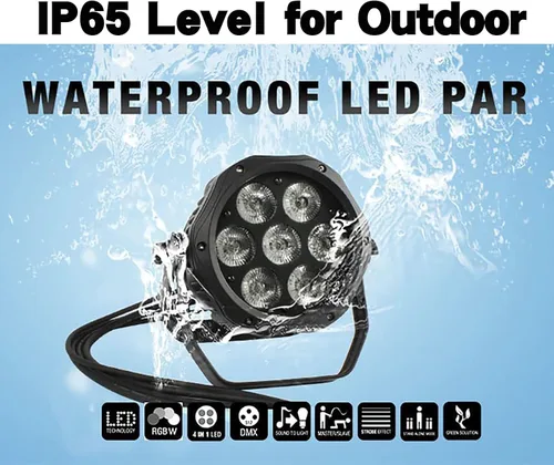 Vista 2 de SHEHDS Par Lights IP65 impermeable al aire libre LED 7x18W RGBWA+UV Iluminación Etapa Lavado/estroboscópico DMX512 luces subidas activadas por