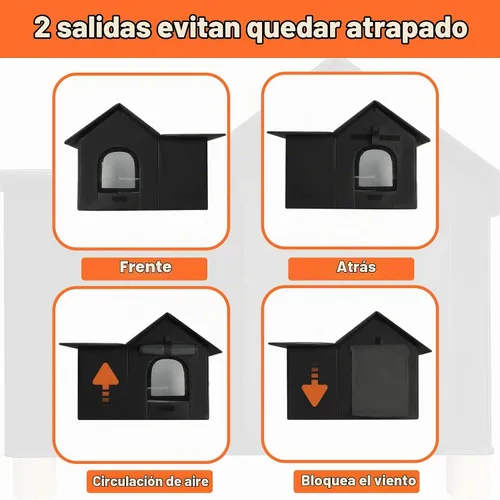 Vista 3 de Gran casa climatizada para gatos al aire libre en invierno, refugio resistente a la intemperie para gatos ferales con 2 almohadillas, perrera