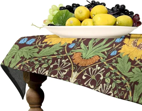 Vista 129 de Mantel Floral Retro de Pájaros, Diseño Original Bohemio William Morris Estampado Cubierta de Mesa para Hogar Picnic Fiesta Comedor Cocina William