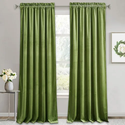 Vista 15 de RYB HOME Cortinas opacas de terciopelo para dormitorio, aislamiento térmico, privacidad, luz solar, bloqueo de calor, cortinas lujosas con bolsillo
