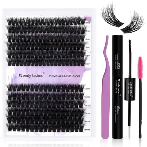 Vista 41 de Extensiones de pestañas de 1200 fans, prefabricadas, con volumen, 9-20mm, bandeja mixta, 20D, con punta en C, base puntiaguda, extensiones